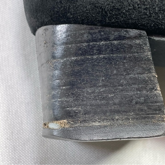 Stuart Weitzman Women’s Black Suede Shoes Size 6B Slip On Block Heel Square Toe - Picture 12 of 16